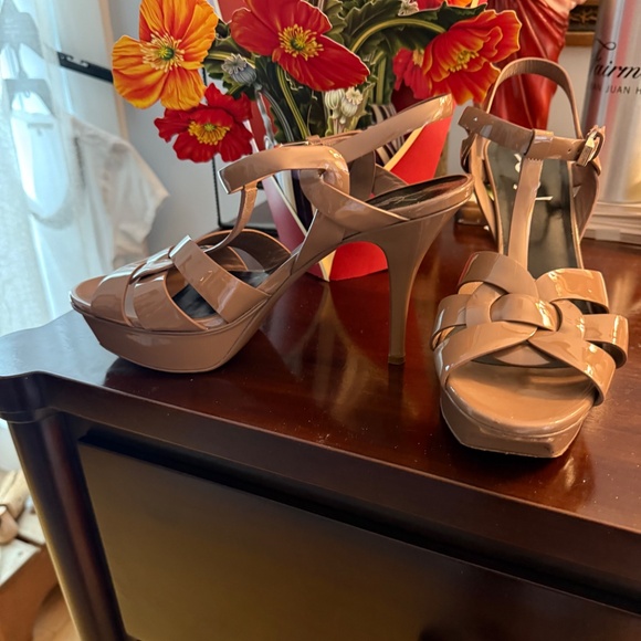 YSL Tan Patent Leather Tribute 75 Shoes - Picture 5 of 5